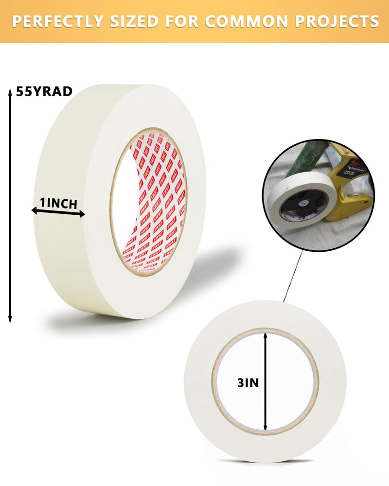 SWRT Masking Tape 1 Inch x 55 Yards – 4 Rolls (220 Yards Total), Strong Adhesive, Easy Tear, Clean Removal Painter’s Tape for Painting, Labeling, Crafts, Home & Office, White - Image 2